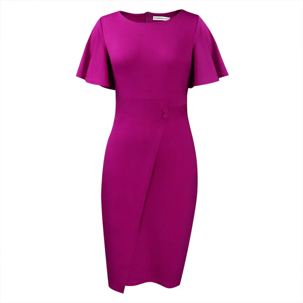 Green Lotus Sleeve High Waist Women's Dress