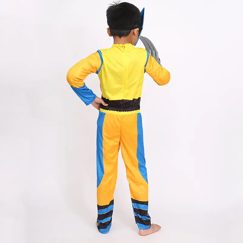 Children's Wolverine Costume Blue Yellow Muscle Cosplay - Image 11