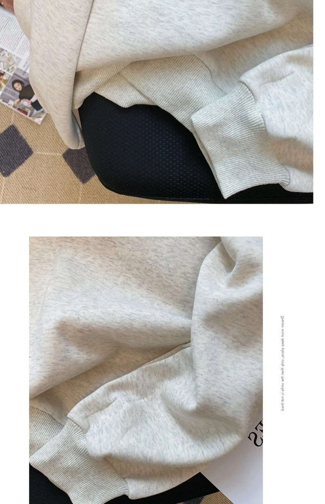 Women's Cream Full-Zip Hoodie with Black Logo — feature 5