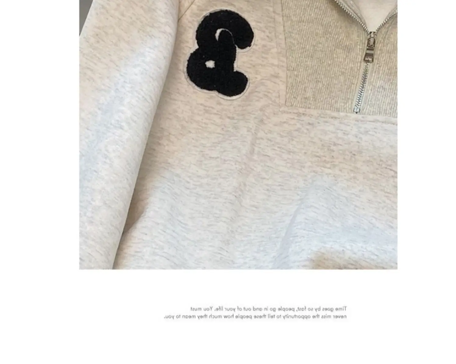 Women's Cream Full-Zip Hoodie with Black Logo — feature 8