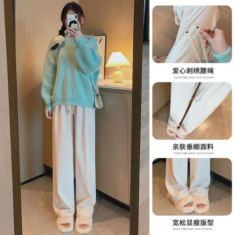 Women's Light Blue Drawstring Leg Pants Spring Fall Wear - Image 14