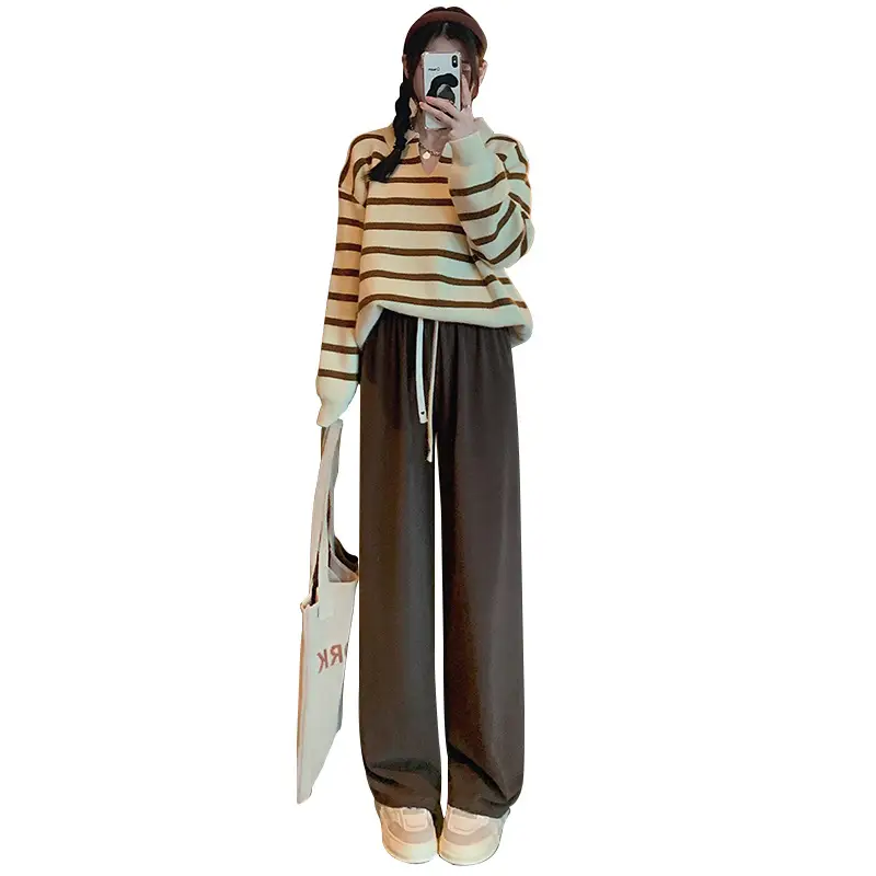 Women's Light Blue Drawstring Leg Pants Spring Fall Wear - Image 15