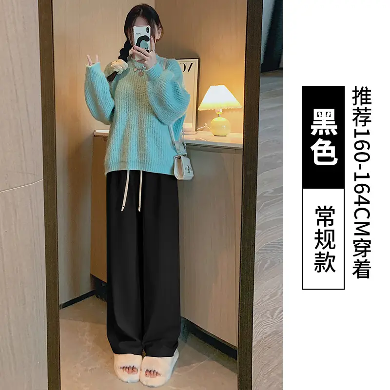 Women's Light Blue Drawstring Leg Pants Spring Fall Wear - Image 5