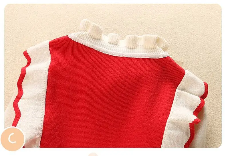 Girls' Black White Knitted Dress Long Sleeve Winter — feature 7