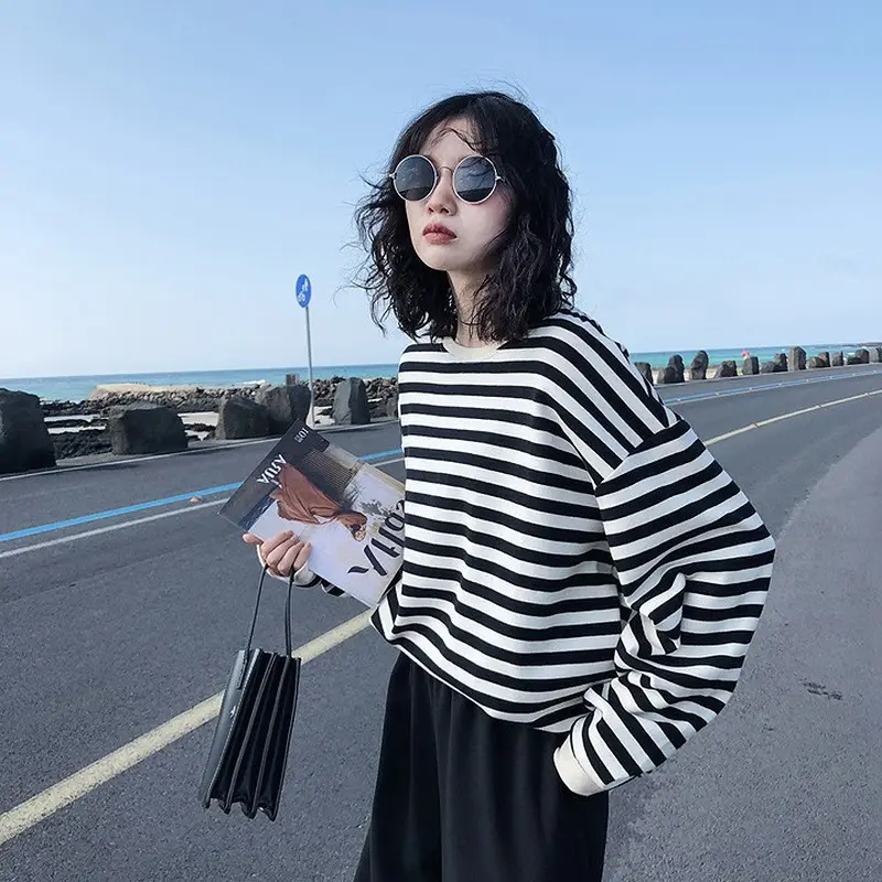 2025 Women Striped Long Sleeve T-Shirt Set - Image 5