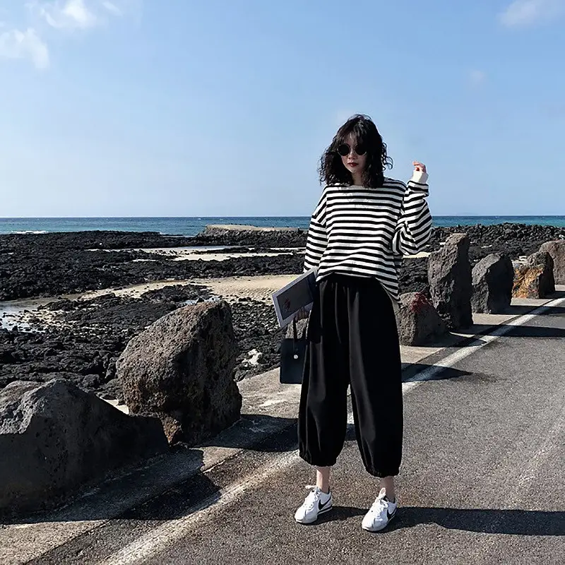 2025 Women Striped Long Sleeve T-Shirt Set - Image 2