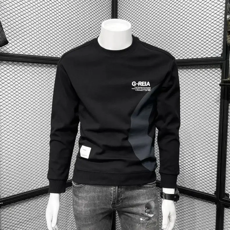 Men's White Korean Style Round Neck Sweater 2022