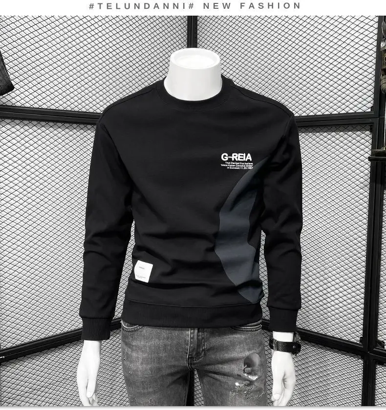 Men's White Korean Style Round Neck Sweater 2022 — feature 7