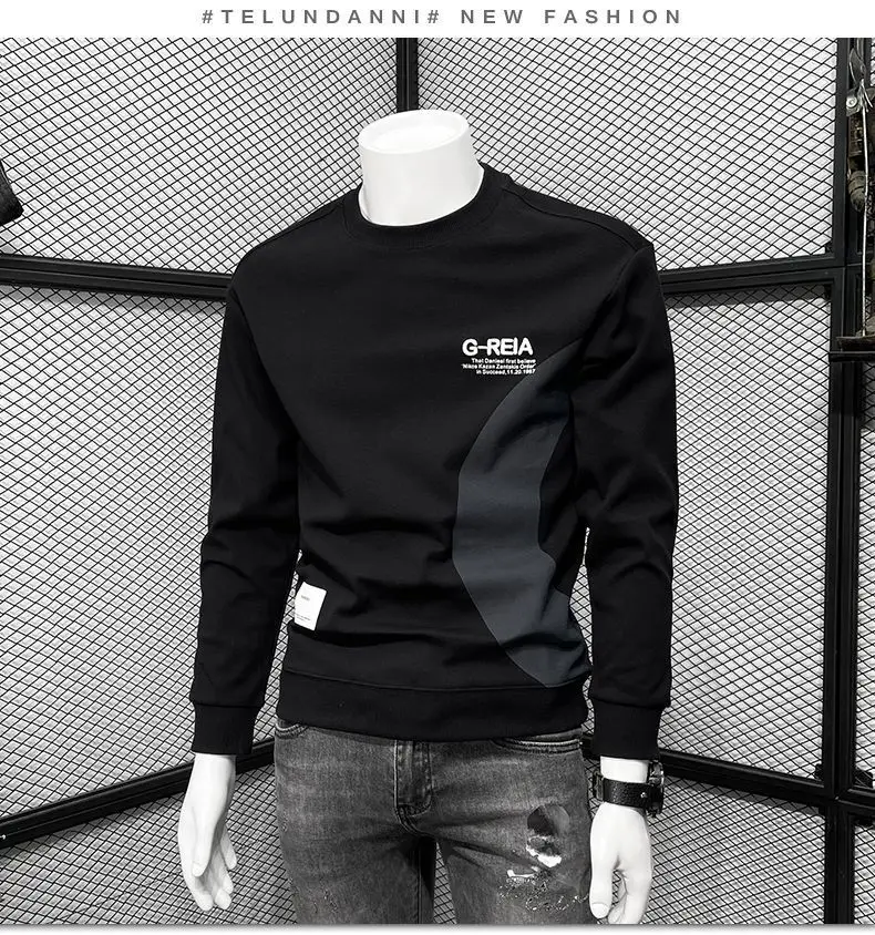 Men's White Korean Style Round Neck Sweater 2022 — feature 8