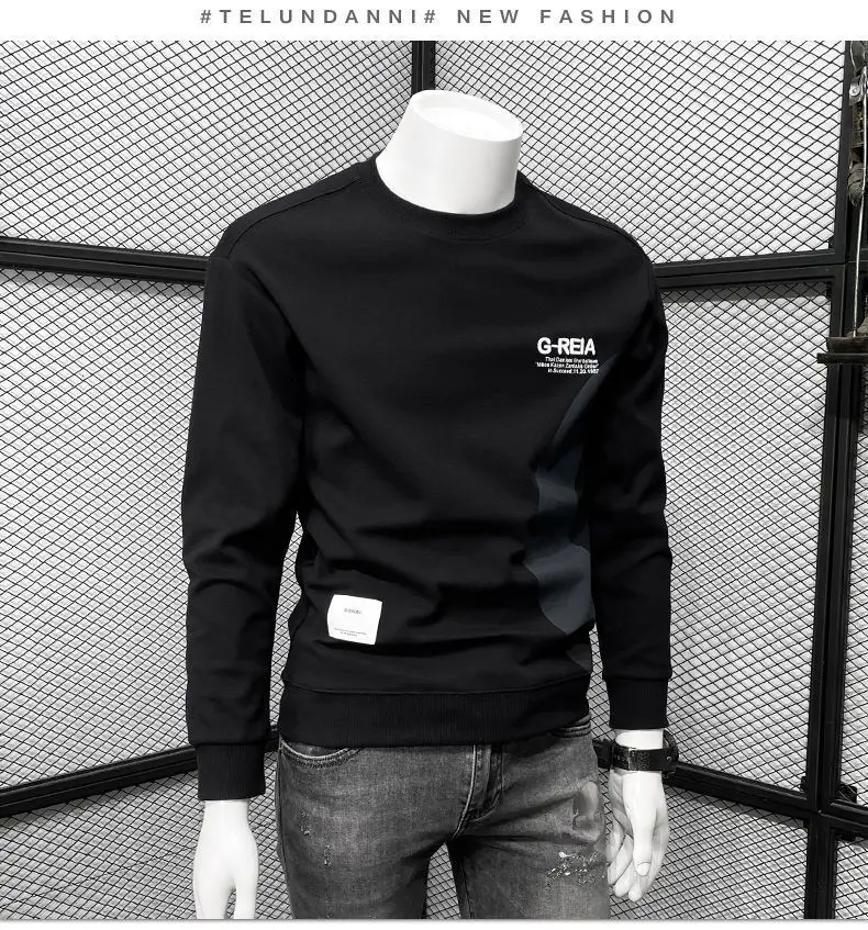 Men's White Korean Style Round Neck Sweater 2022 — feature 9