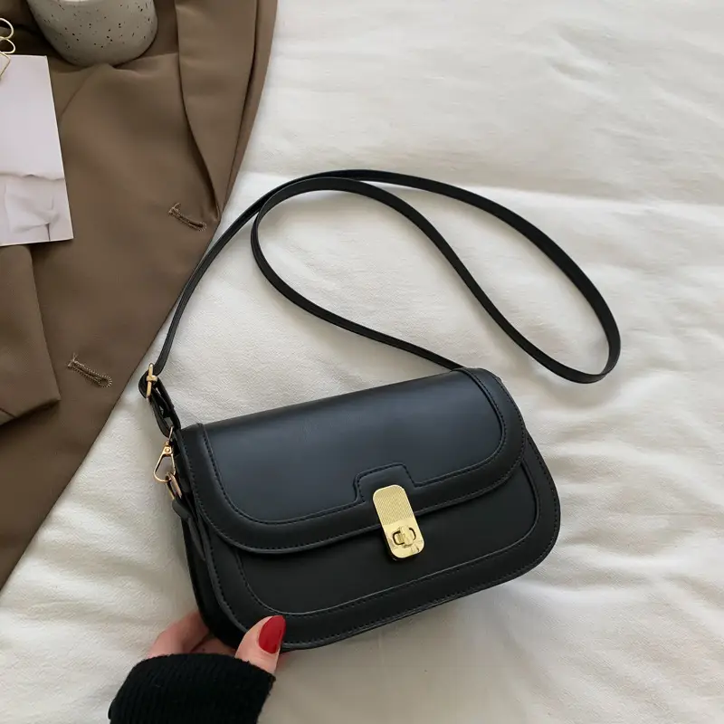Black Textured Shoulder Bag for Women 2022 - Image 4