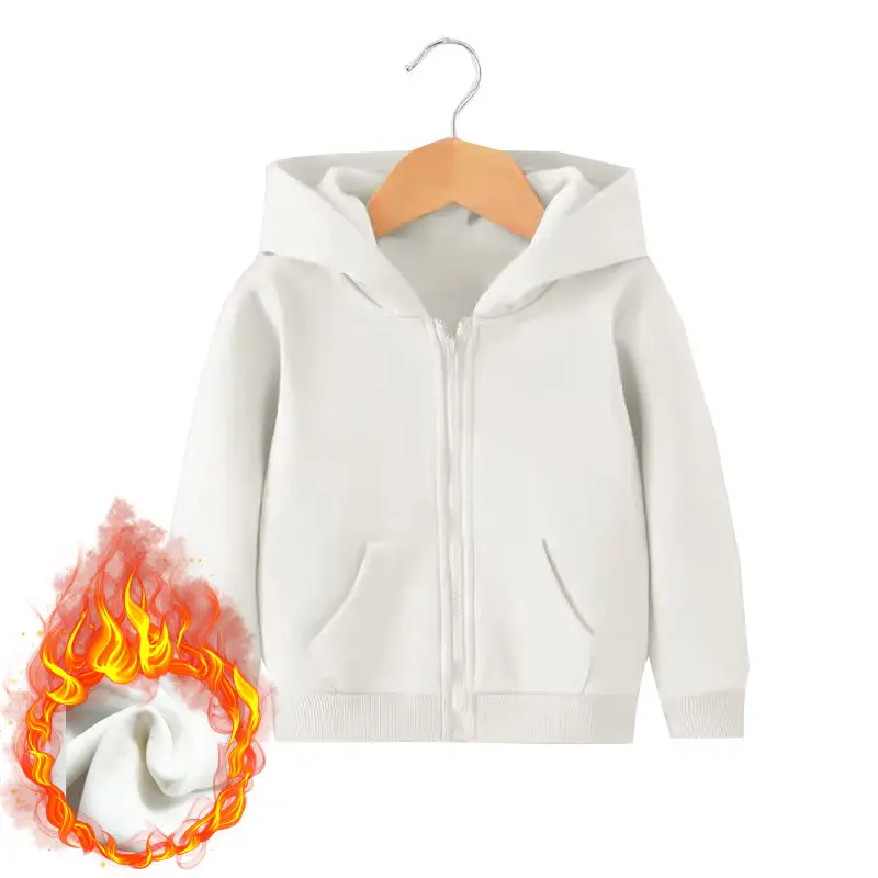 Blue Fleece Zipper Hoodie for Boys Middle Age Winter - Image 6
