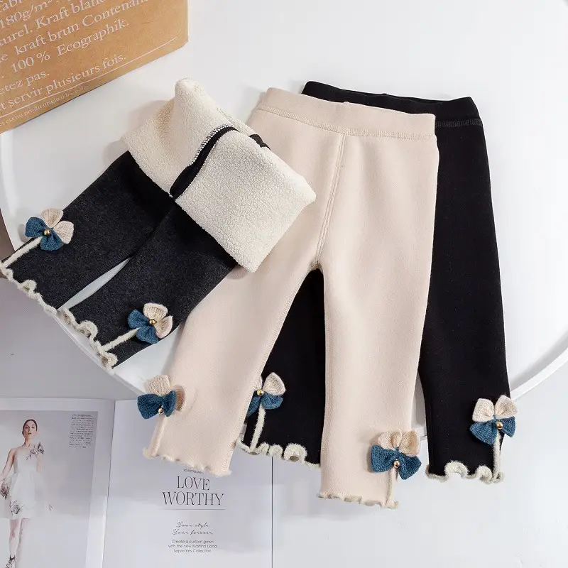Girls Velvet Leggings Winter Warm One-Piece Pants
