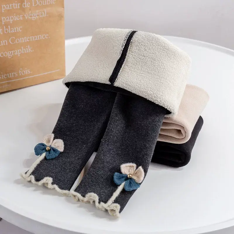 Girls Velvet Leggings Winter Warm One-Piece Pants — feature 2