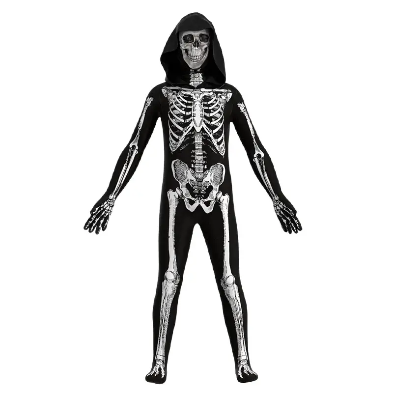 Children's Horror Skull Tights Halloween Costume Skeleton Jumpsuit