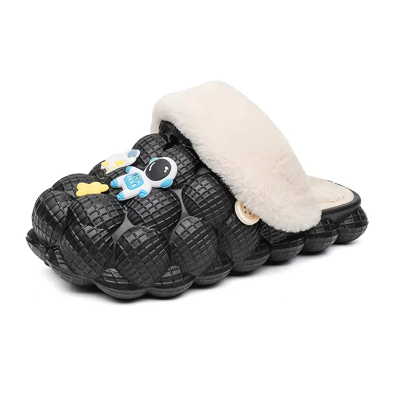 Winter Couple Cotton Slippers Men's Outer Wear Toe Warm Indoor Home Non-slip Slippers Cartoon Astronaut Cotton Slippers Women