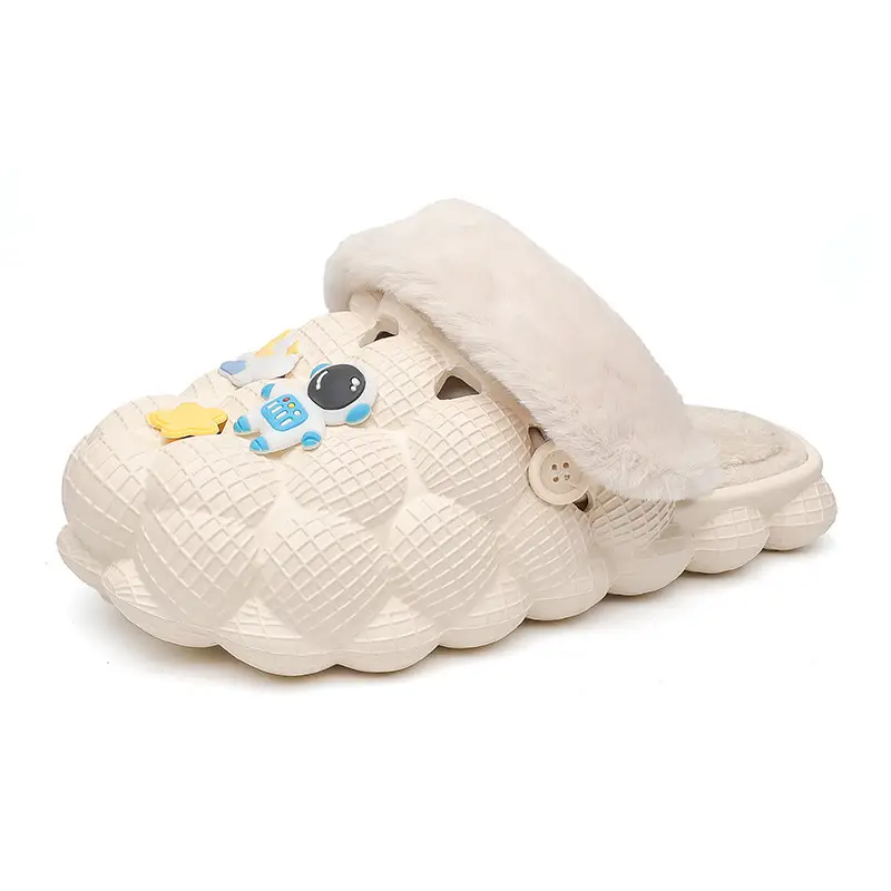 Winter Couple Cotton Slippers Men's Outer Wear Toe Warm Indoor Home Non-slip Slippers Cartoon Astronaut Cotton Slippers Women