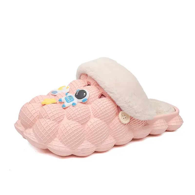 Winter Couple Cotton Slippers Men's Outer Wear Toe Warm Indoor Home Non-slip Slippers Cartoon Astronaut Cotton Slippers Women