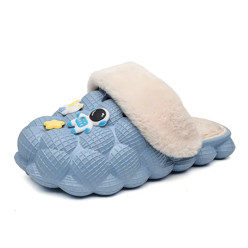 Winter Couple Cotton Slippers Men's Outer Wear Toe Warm Indoor Home Non-slip Slippers Cartoon Astronaut Cotton Slippers Women