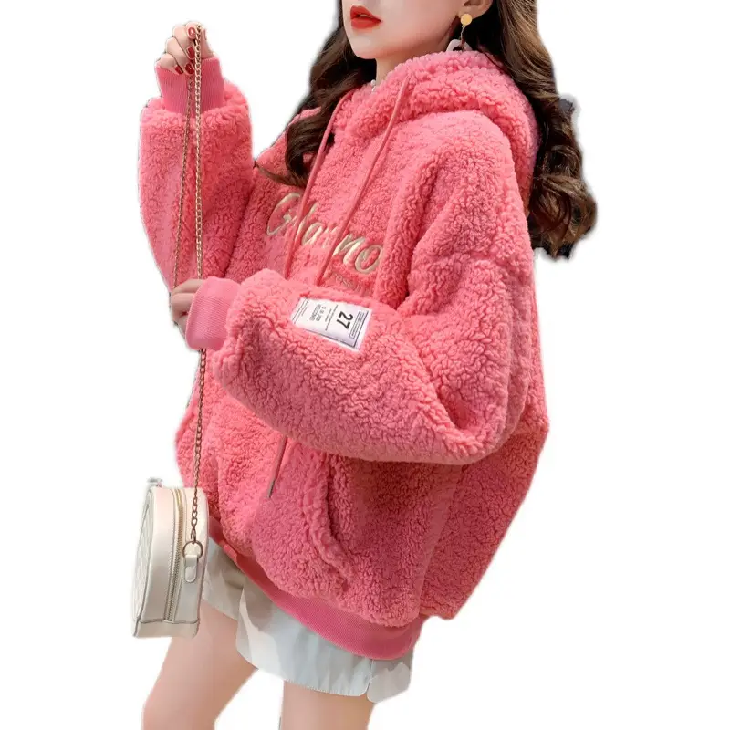 Pink Fleece Lined Women's Winter Jacket with Embroidery - Image 8