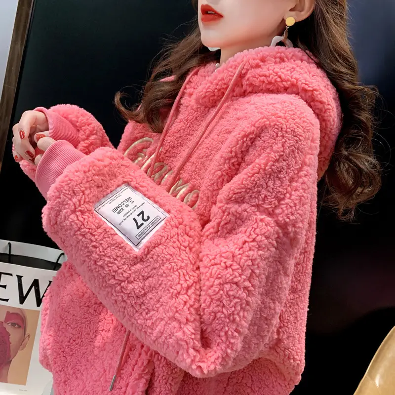 Pink Fleece Lined Women's Winter Jacket with Embroidery — feature 13