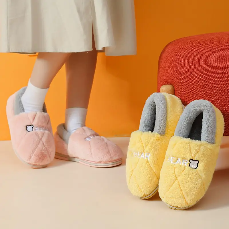Men's Winter Large Size Indoor Home Plush Warm Non-Slip Pineapple Cotton Slippers with Heel Cover