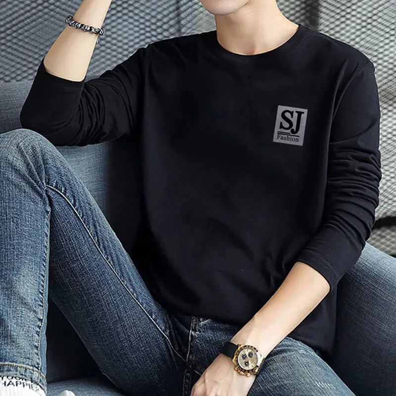 Men Black Korean Style T-Shirt for Teenagers - Image 2