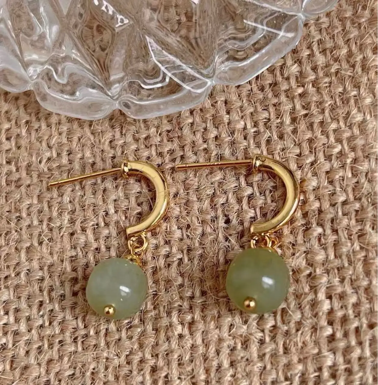 Retro Jade Blue Earrings 925 Silver 14k Gold — feature 4