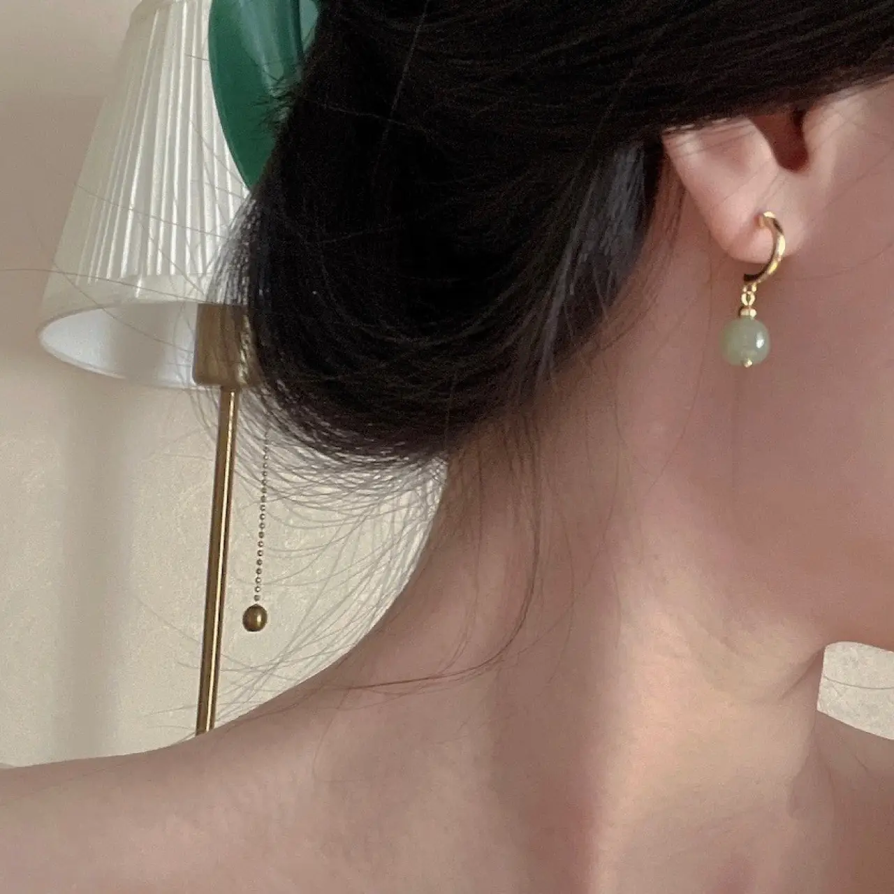 Retro Jade Blue Earrings 925 Silver 14k Gold — feature 7