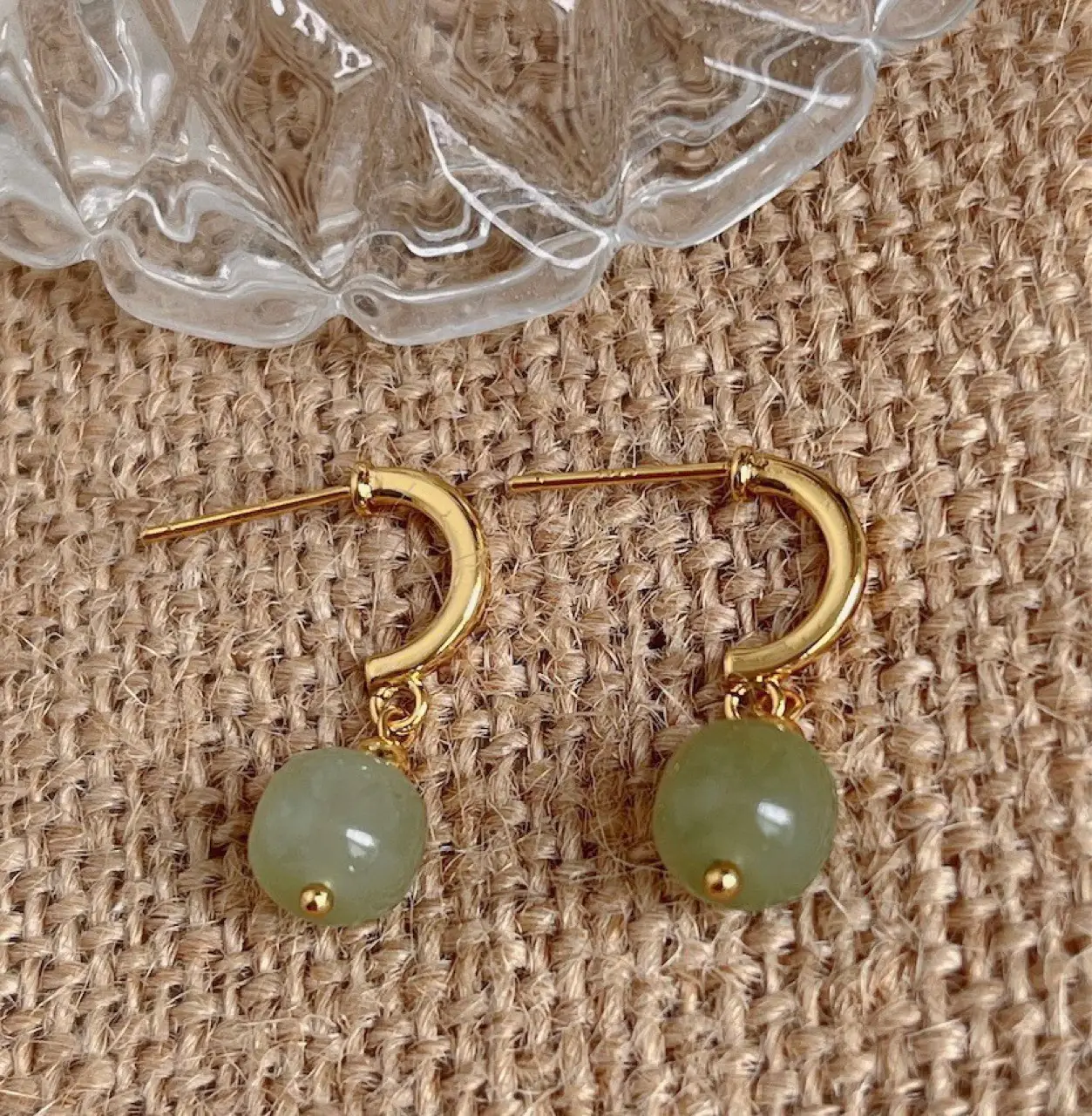 Retro Jade Blue Earrings 925 Silver 14k Gold — feature 9