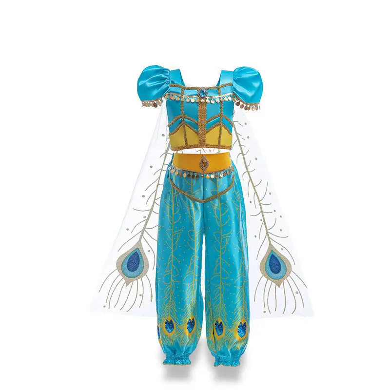 Halloween Princess Jasmine Dress Blue Peacock Print — feature 2