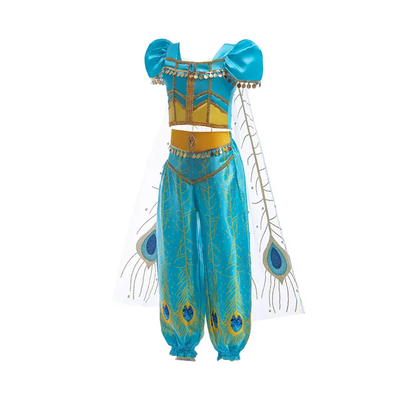 Halloween Princess Jasmine Dress Blue Peacock Print — feature 3