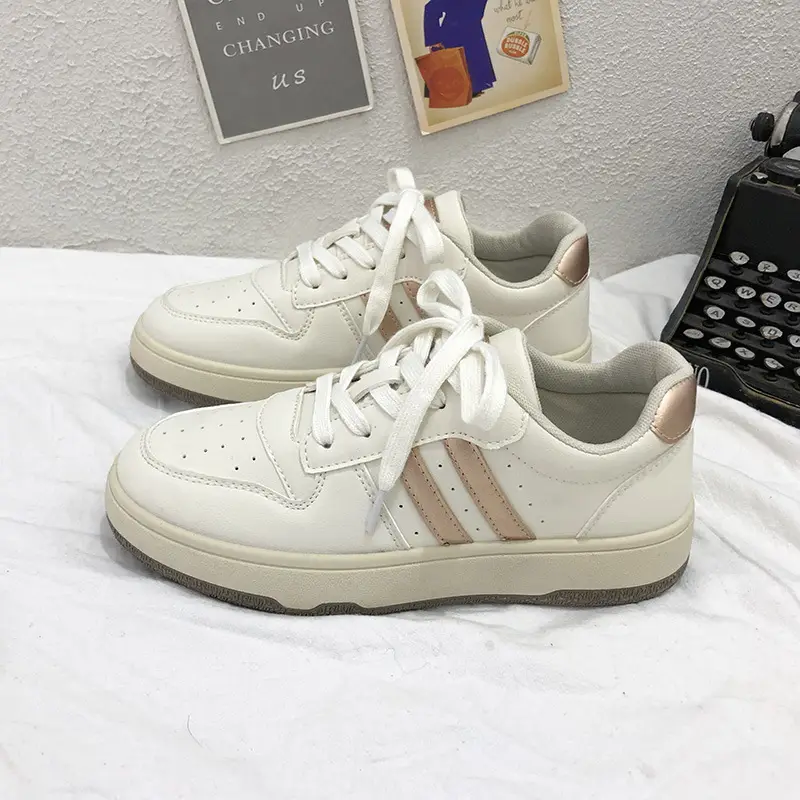 Dexun Shoes Skateboard Shoes Women's Ins Versatile Two-Bar White Shoes New Student Sports and Casual Shoes Kdl-Bx001 - Image 5