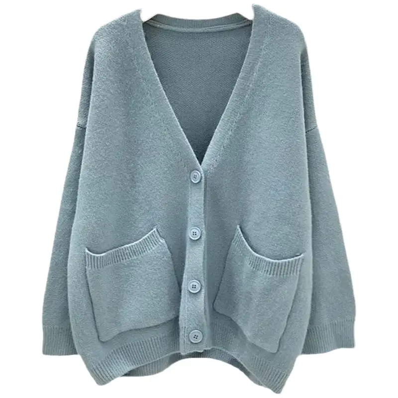 Women's Light Blue Knitted Cardigan 2025 Spring Fall - Image 13