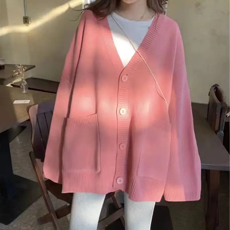 Women's Light Blue Knitted Cardigan 2025 Spring Fall - Image 7