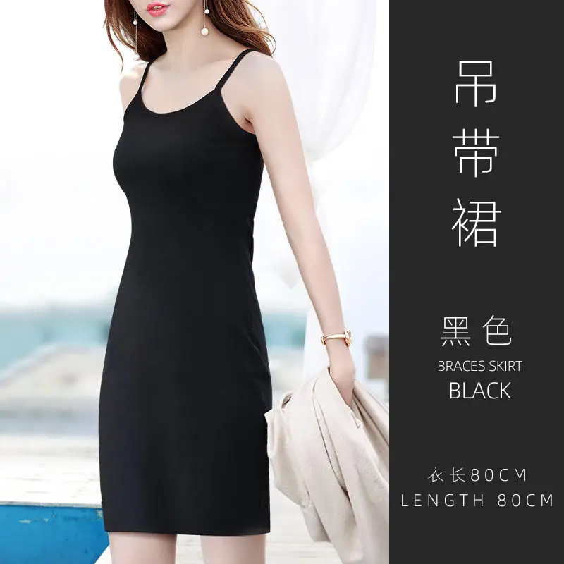 Black Sleeveless Camisole Dress Women Autumn Mid Length - Image 5