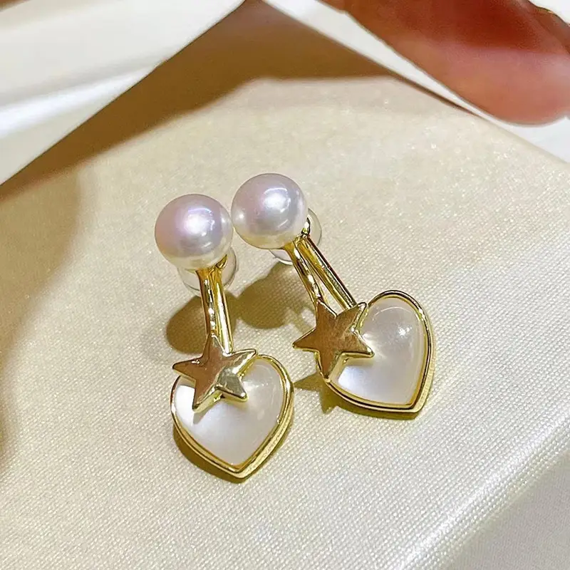Love Bubble Opal Pearl Earrings 7-8mm 14K Gold - Image 4