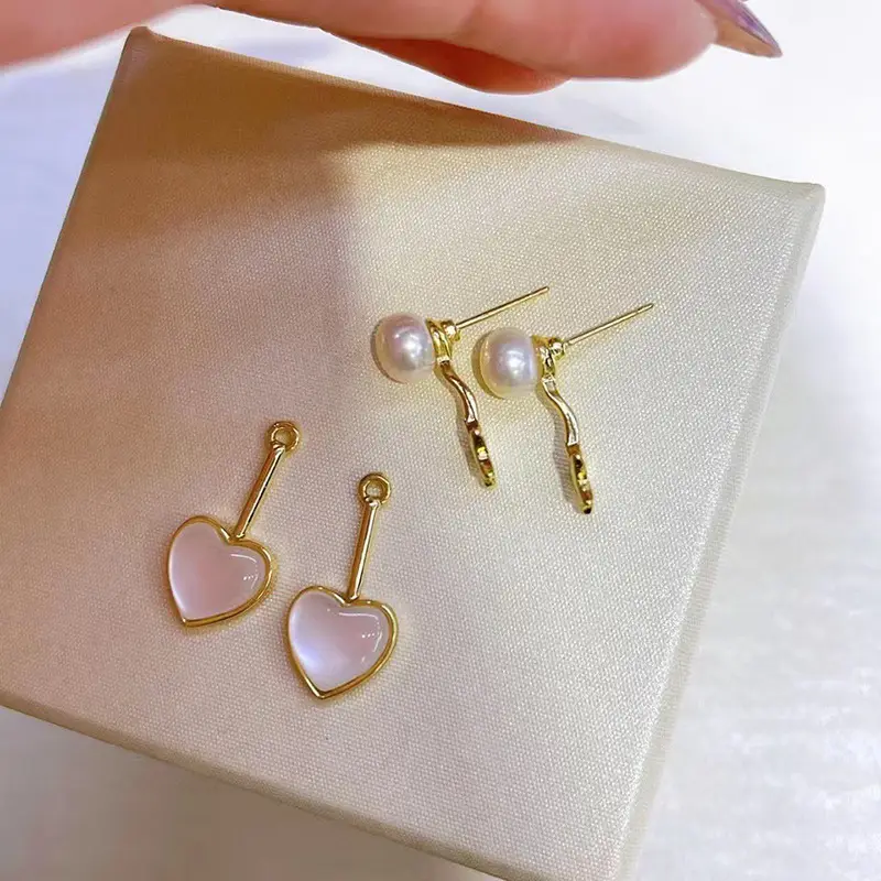 Love Bubble Opal Pearl Earrings 7-8mm 14K Gold - Image 5