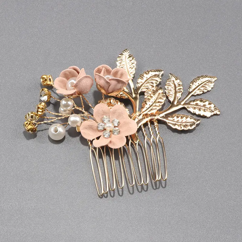 White Pearl Flower Hairpin with Gold Plated Design - Image 13
