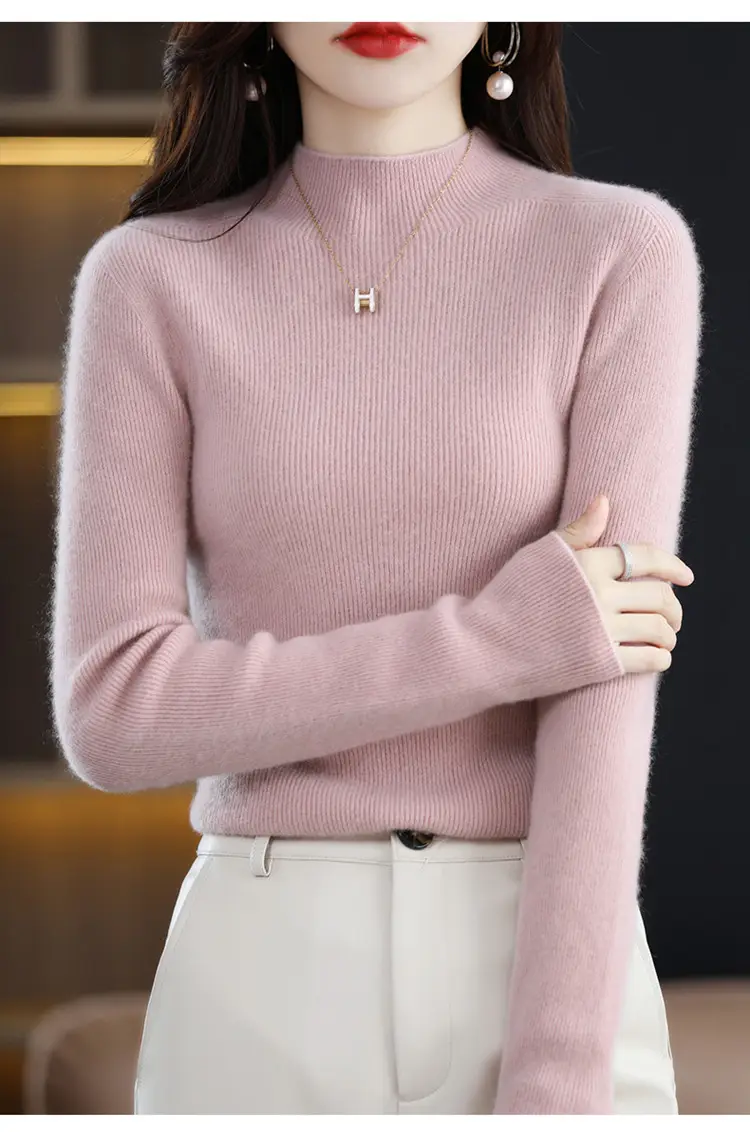 Women's Knit Half Turtleneck Neckwear Brown — feature 15