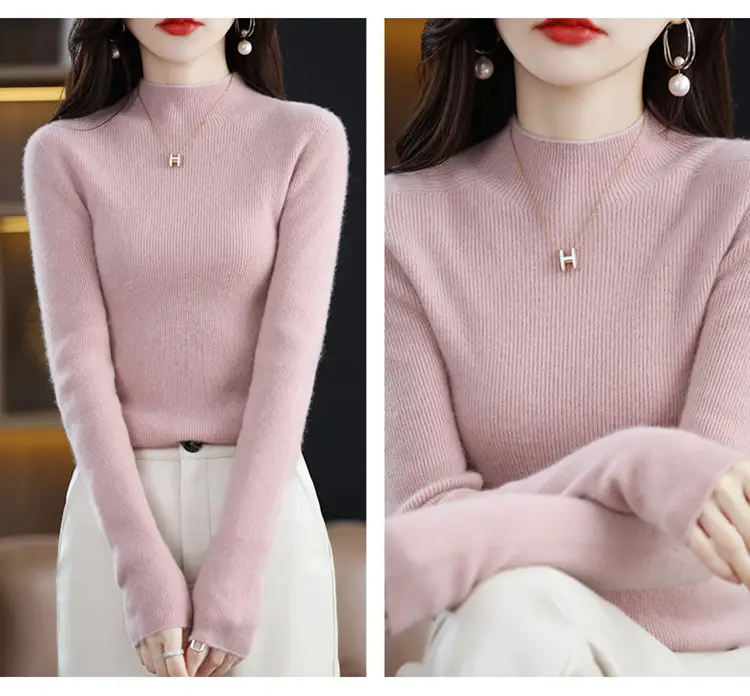Women's Knit Half Turtleneck Neckwear Brown — feature 16