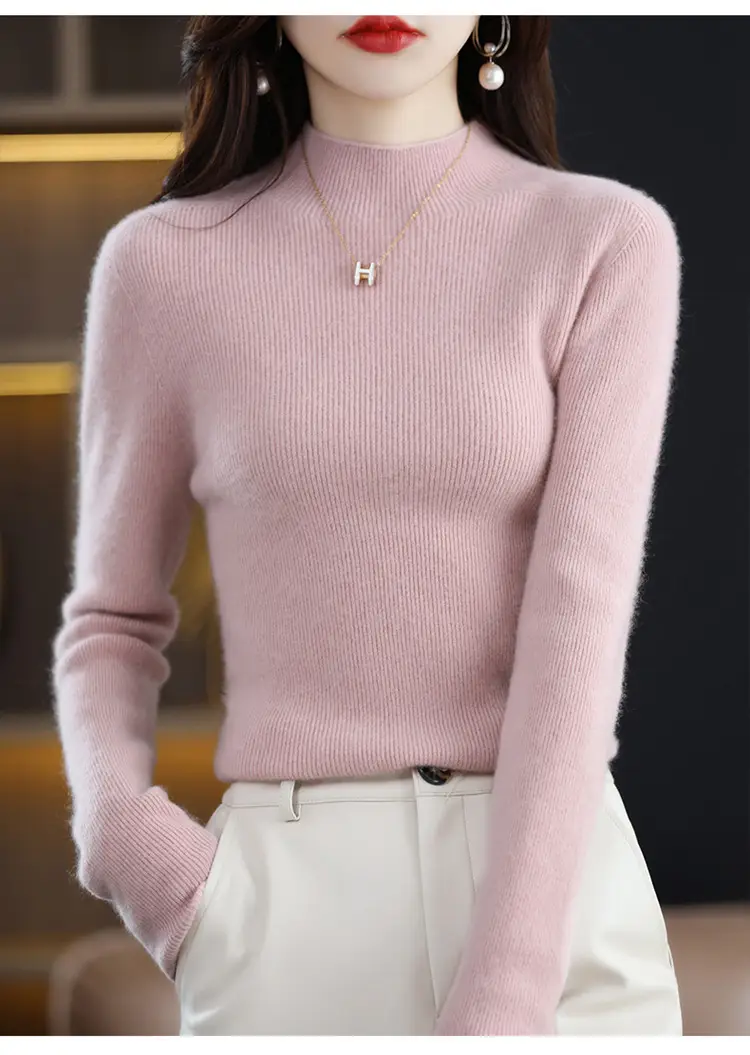 Women's Knit Half Turtleneck Neckwear Brown — feature 17