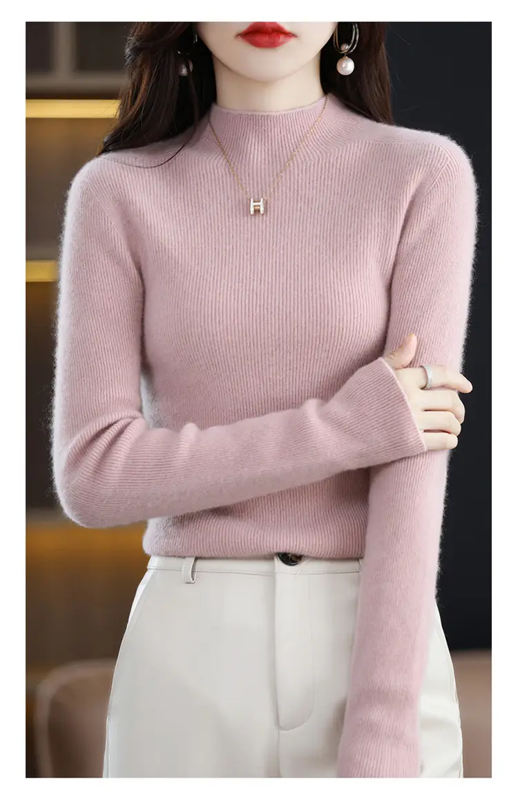 Women's Knit Half Turtleneck Neckwear Brown — feature 2
