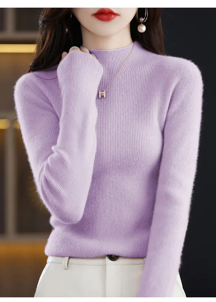 Women's Knit Half Turtleneck Neckwear Brown — feature 21