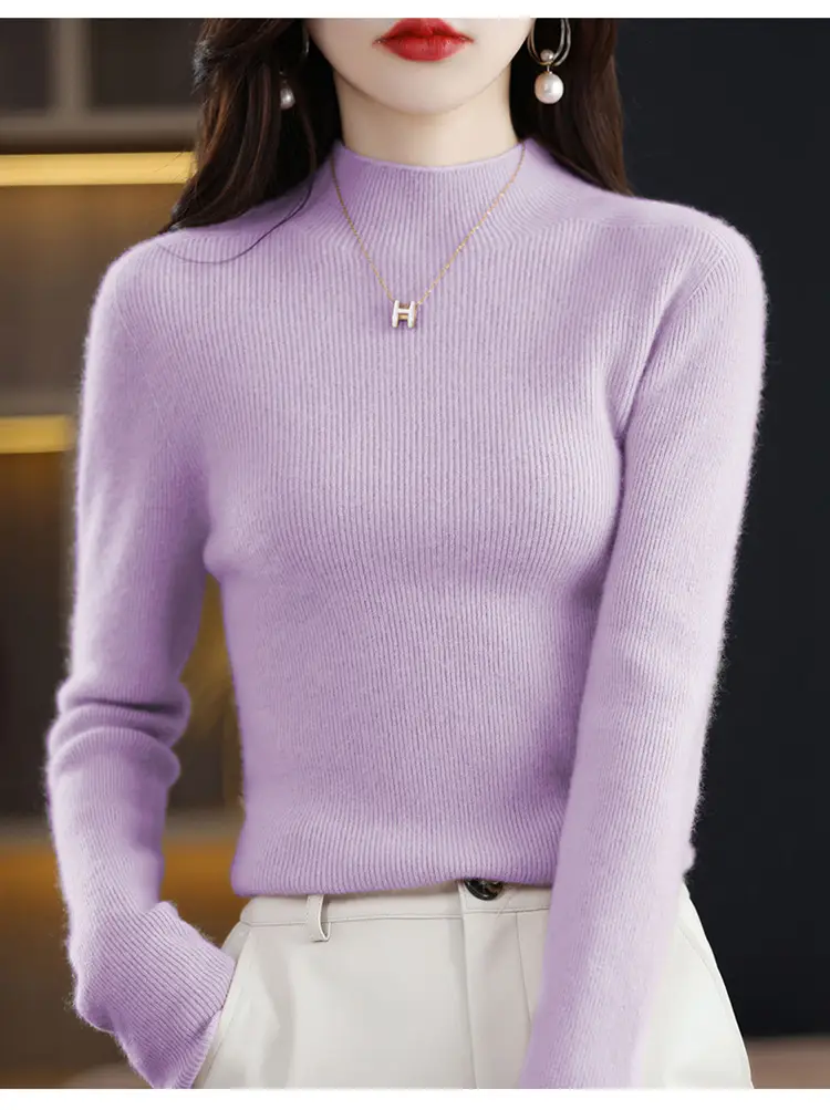 Women's Knit Half Turtleneck Neckwear Brown — feature 22