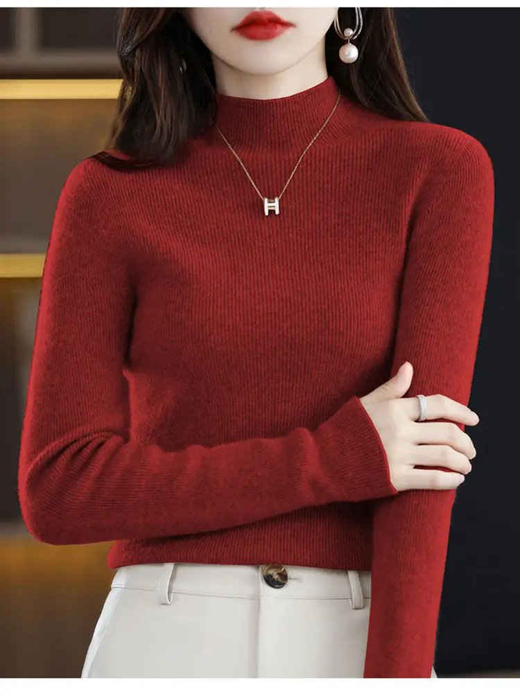 Women's Knit Half Turtleneck Neckwear Brown — feature 26