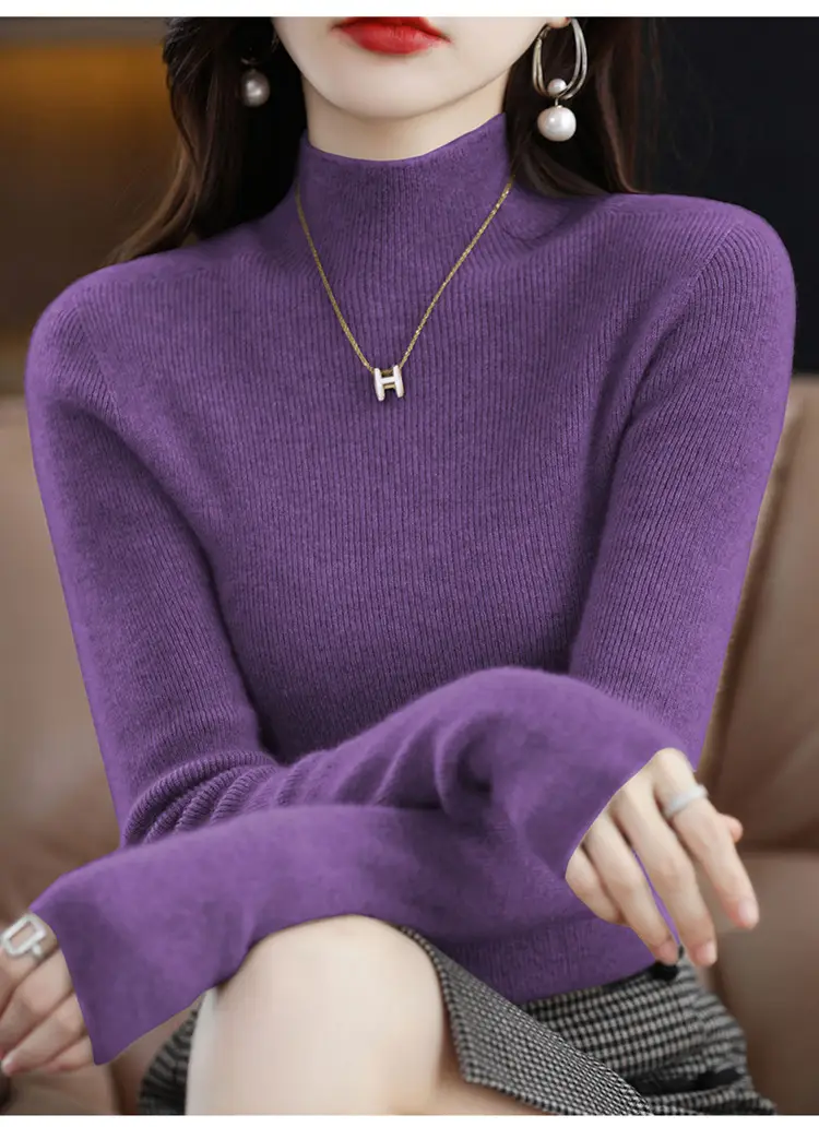 Women's Knit Half Turtleneck Neckwear Brown — feature 27