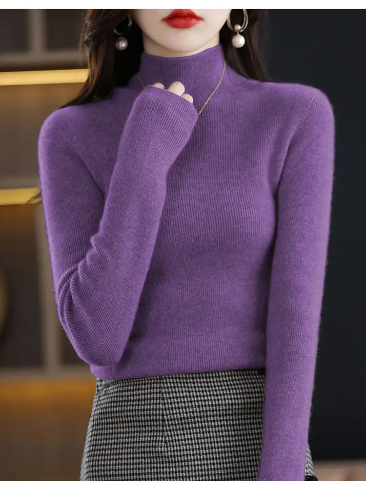Women's Knit Half Turtleneck Neckwear Brown — feature 28