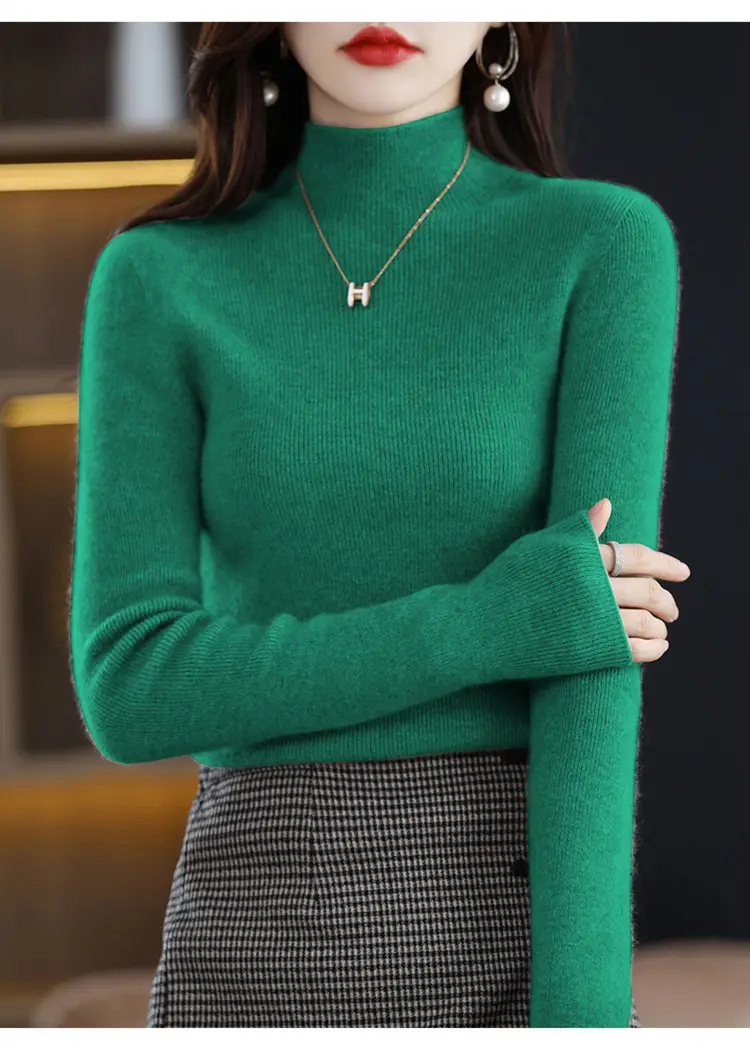 Women's Knit Half Turtleneck Neckwear Brown — feature 29