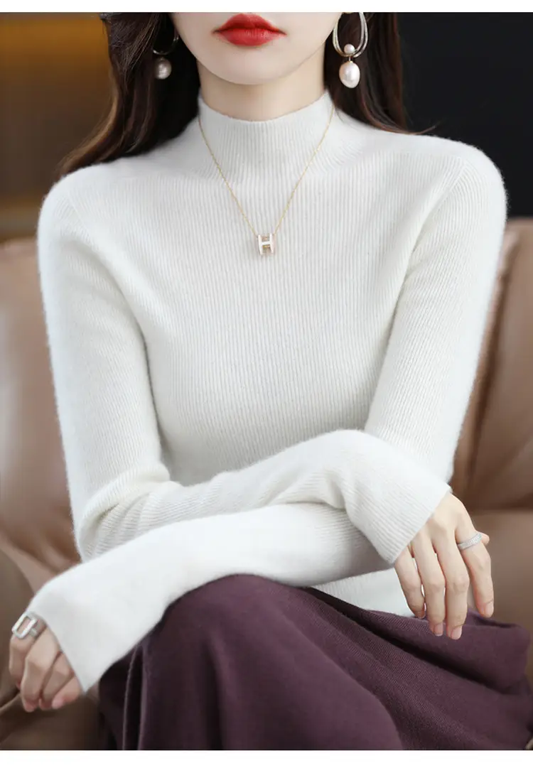 Women's Knit Half Turtleneck Neckwear Brown — feature 8